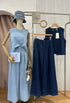 Sleeveless Denim Casual Top With Wide Leg Trousers Co-Ord Sets